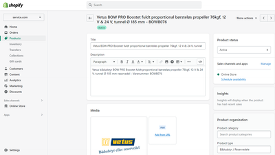 Produkt oprettelse i Shopify til virksomheder