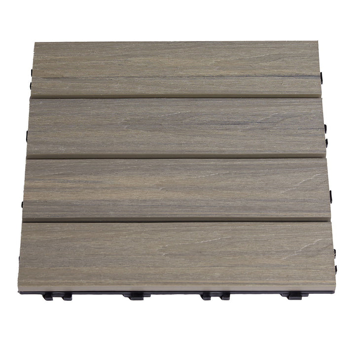 Produktbillede af Terrasseflise komposit 30 x 30 cm 4-pak drivtømmer HORTUS på tilbud i høj kvalitet