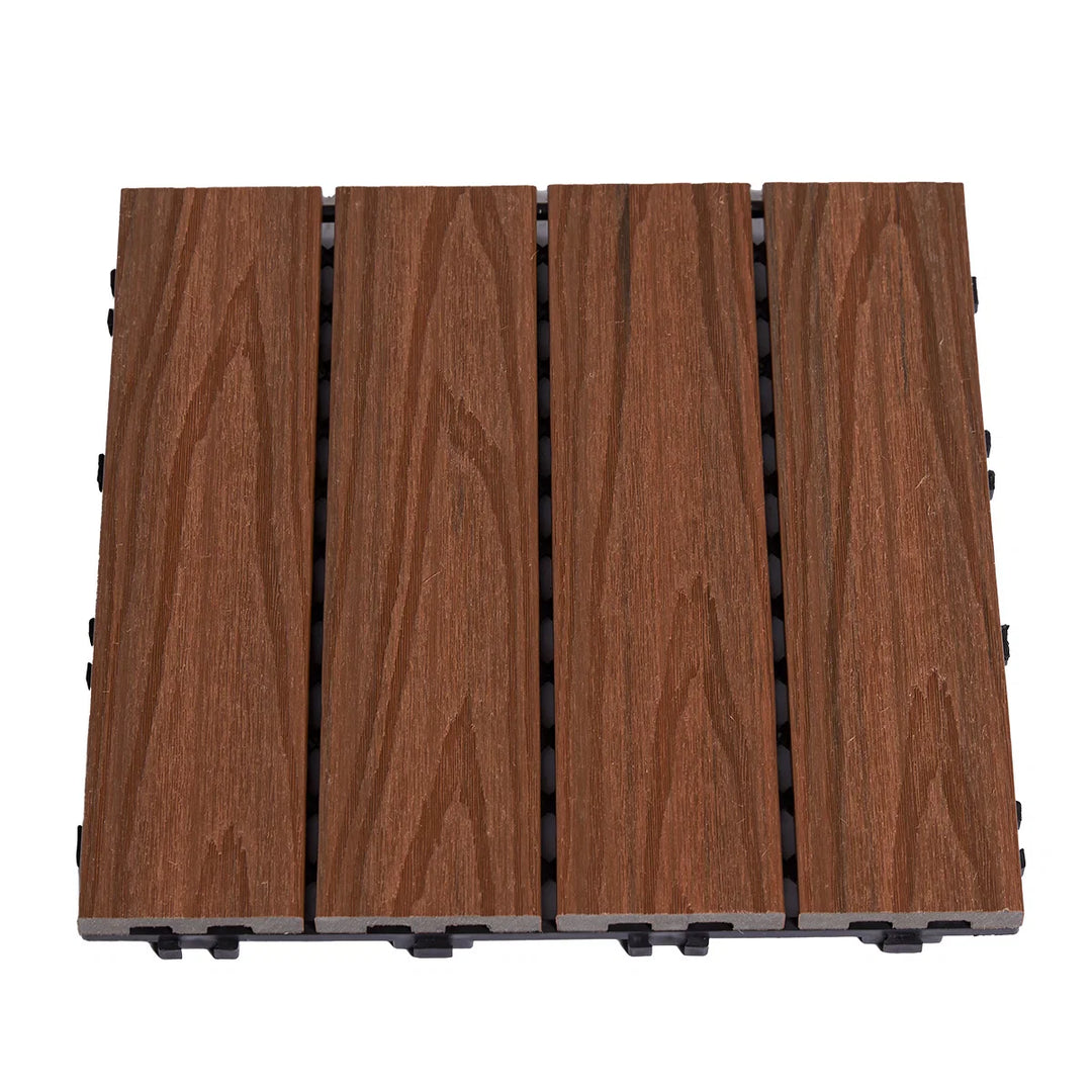 Terrasseflise komposit 30 x 30 cm 4-pak teak HORTUS