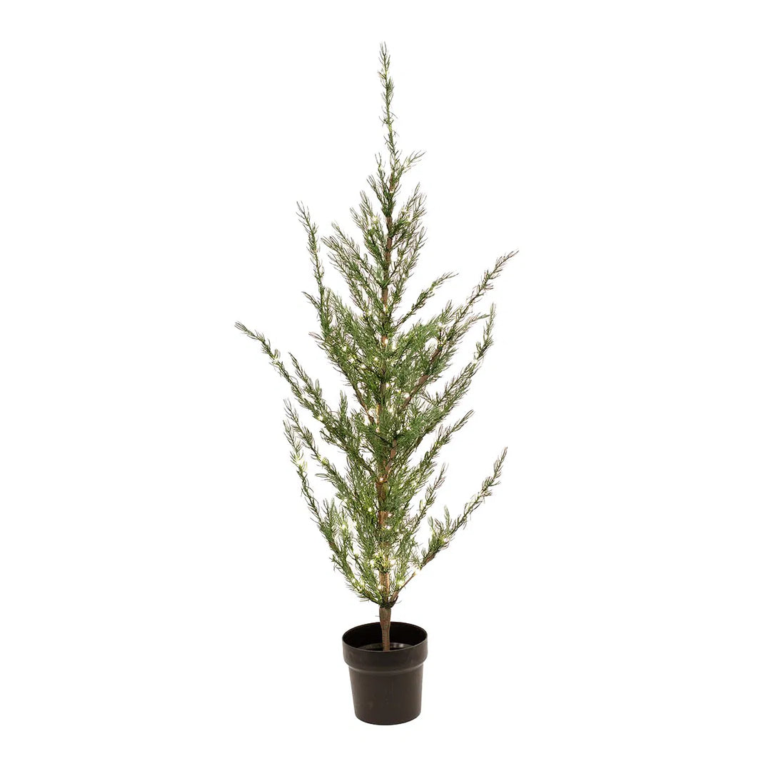 Kunstigt cedertræ i potte med LED lys 120 cm
