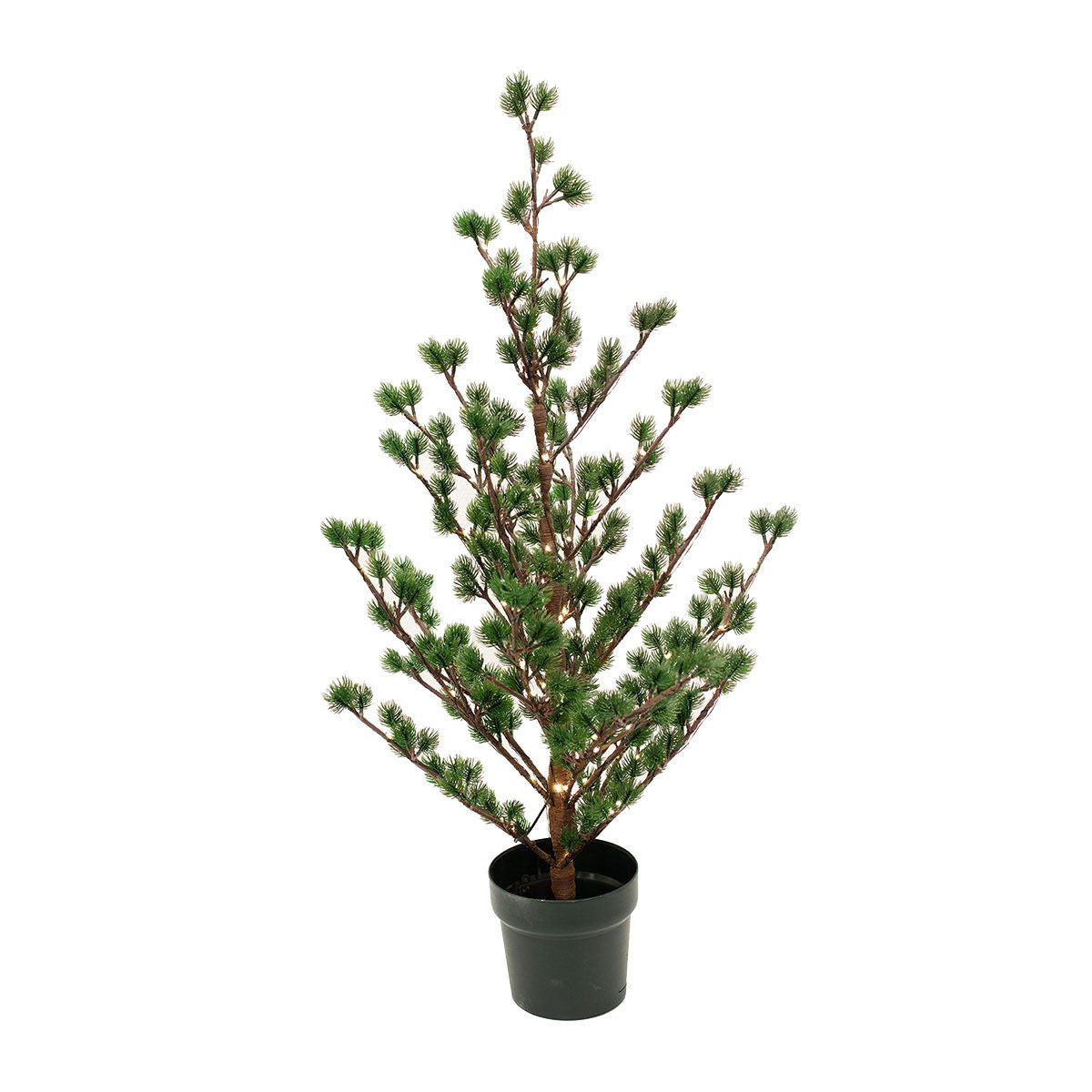 Produktbillede af Kunstigt lærketræ i potte højde 90 cm 80 LED lys og batteriboks med timer på tilbud i høj kvalitet