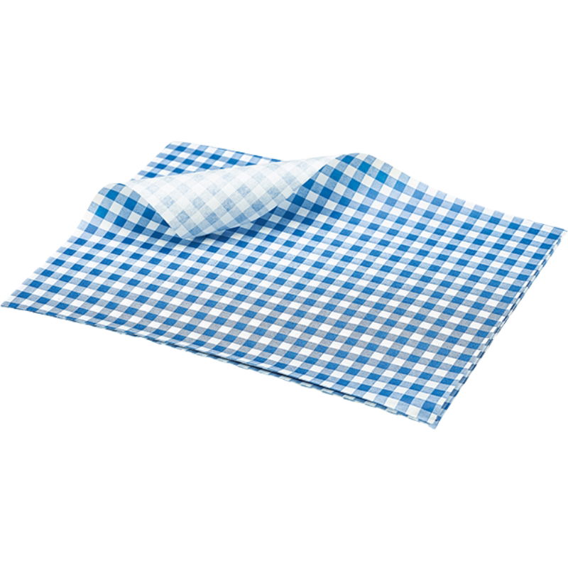 Produktbillede af Fedttæt Papir Ternet Blå 25 x 20cm 1000 Stk. på tilbud – premium kvalitet og detaljer