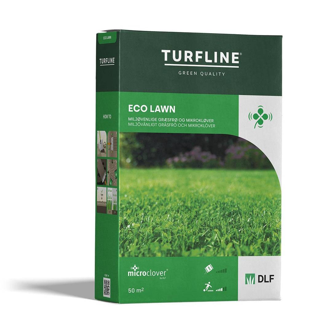 Produktbillede af Turfline Eco lawn græsfrø med mikrokløver 1,0 kg. på tilbud i høj kvalitet