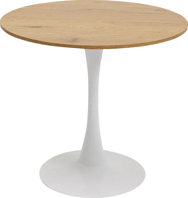 KARE DESIGN Schickeria spisebord rund laminat m. egetræslook og hvid stål Ø80