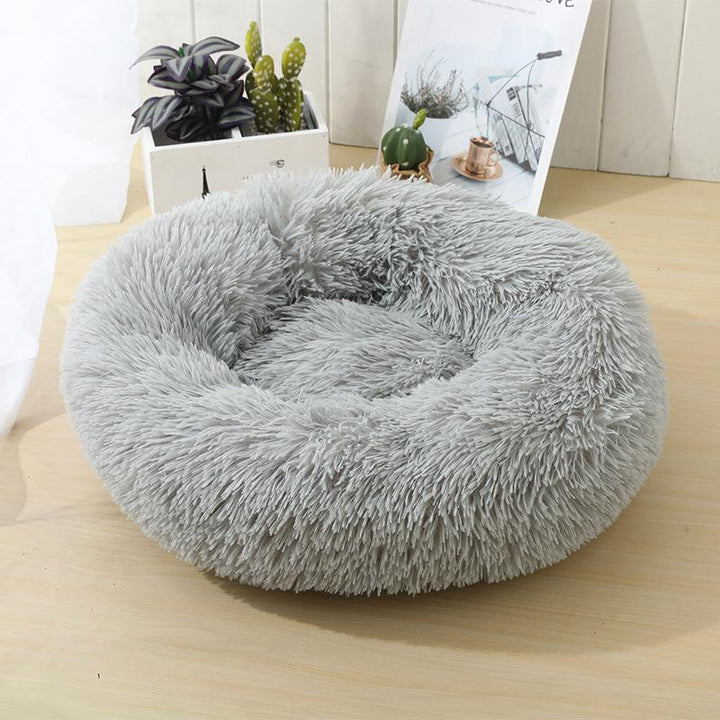 Blød og beroligende donut kattepude (sort beige grå koks eller pink) Grå / 40 cm