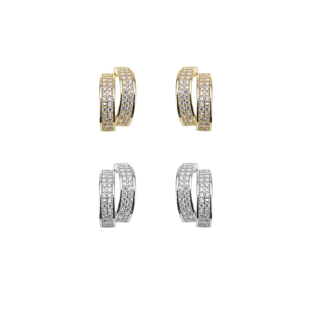 Ørestikker med små perler i 2 rækker guld eller sølv Sølv