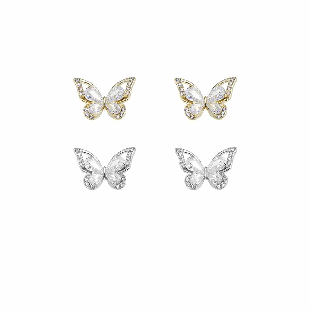 Produktbillede af Køb Ørestikker sommerfugl guld eller sølv Guld på tilbud