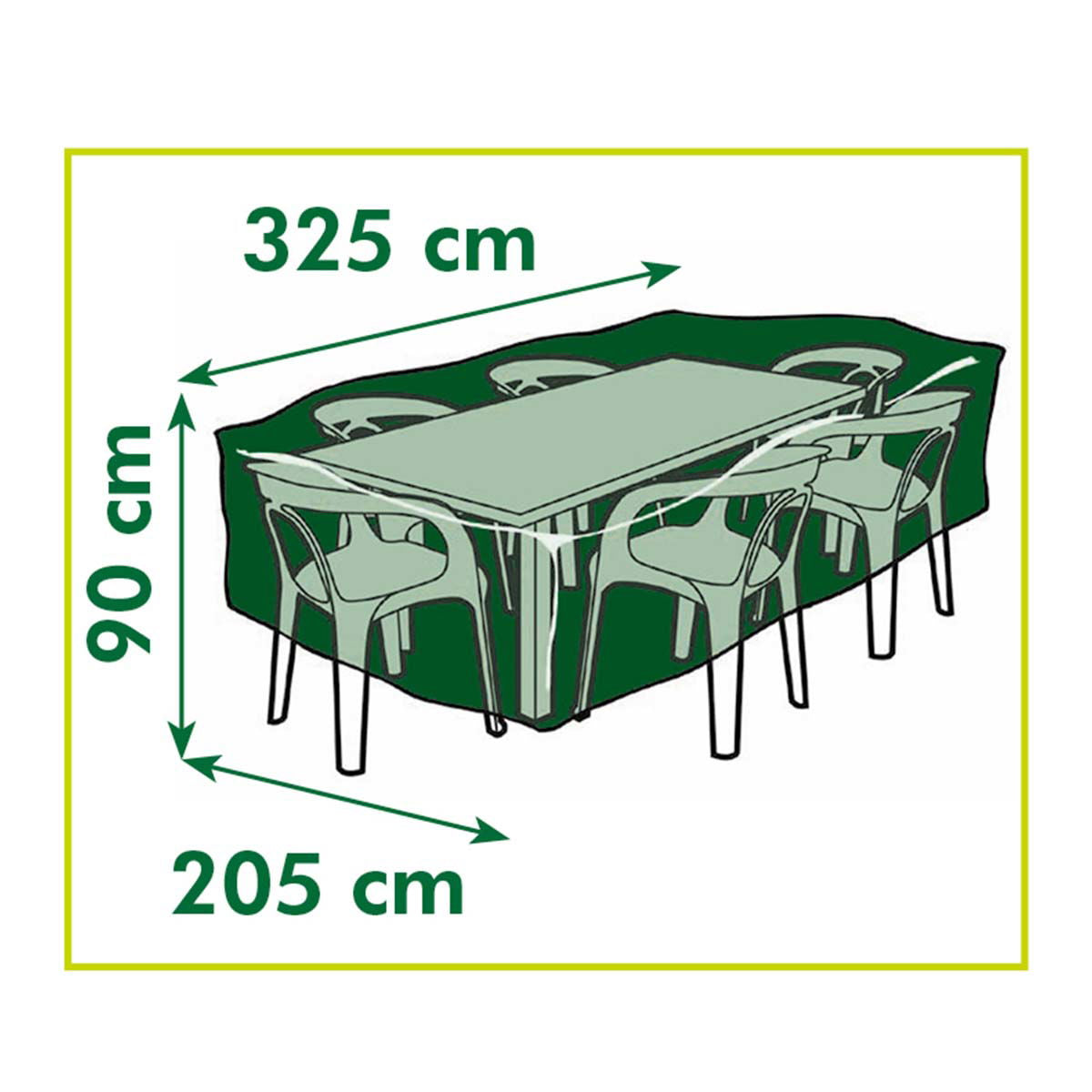 Produktbillede af Overtræk til rektangulært/ovalt havebord H90 x 325 x 205 cm på tilbud i høj kvalitet