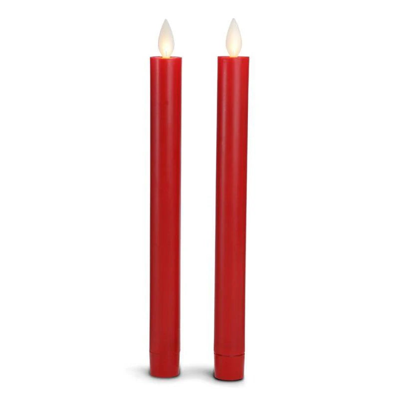 LED kronelys plastik 2 stk. 22,2 cm m/3D flamme (flere farver) Rød