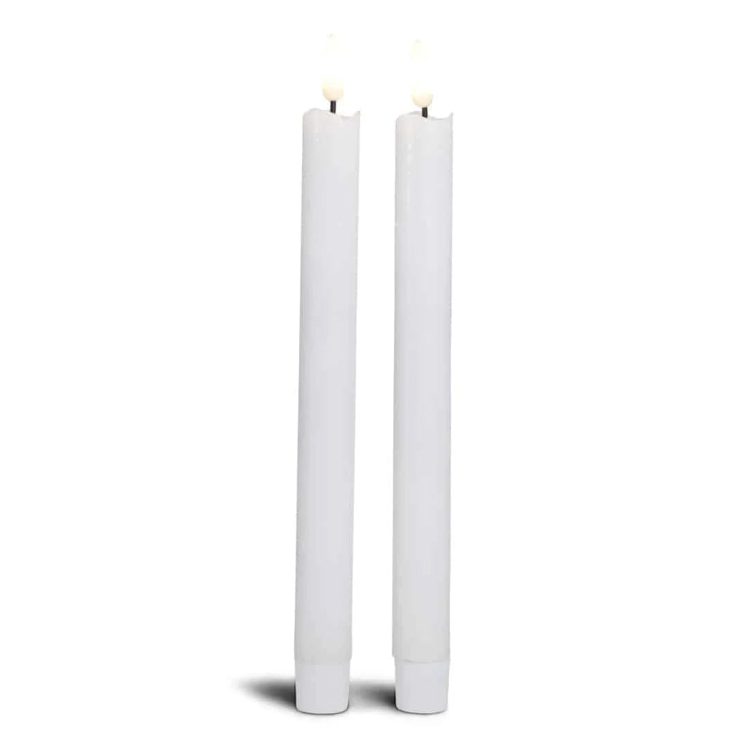 LED kronelys stearin 2 stk. 22,2 cm m/3D flamme (flere farver) Hvid