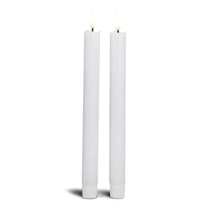 LED kronelys stearin 2 stk. 22,2 cm m/3D flamme (flere farver) Hvid