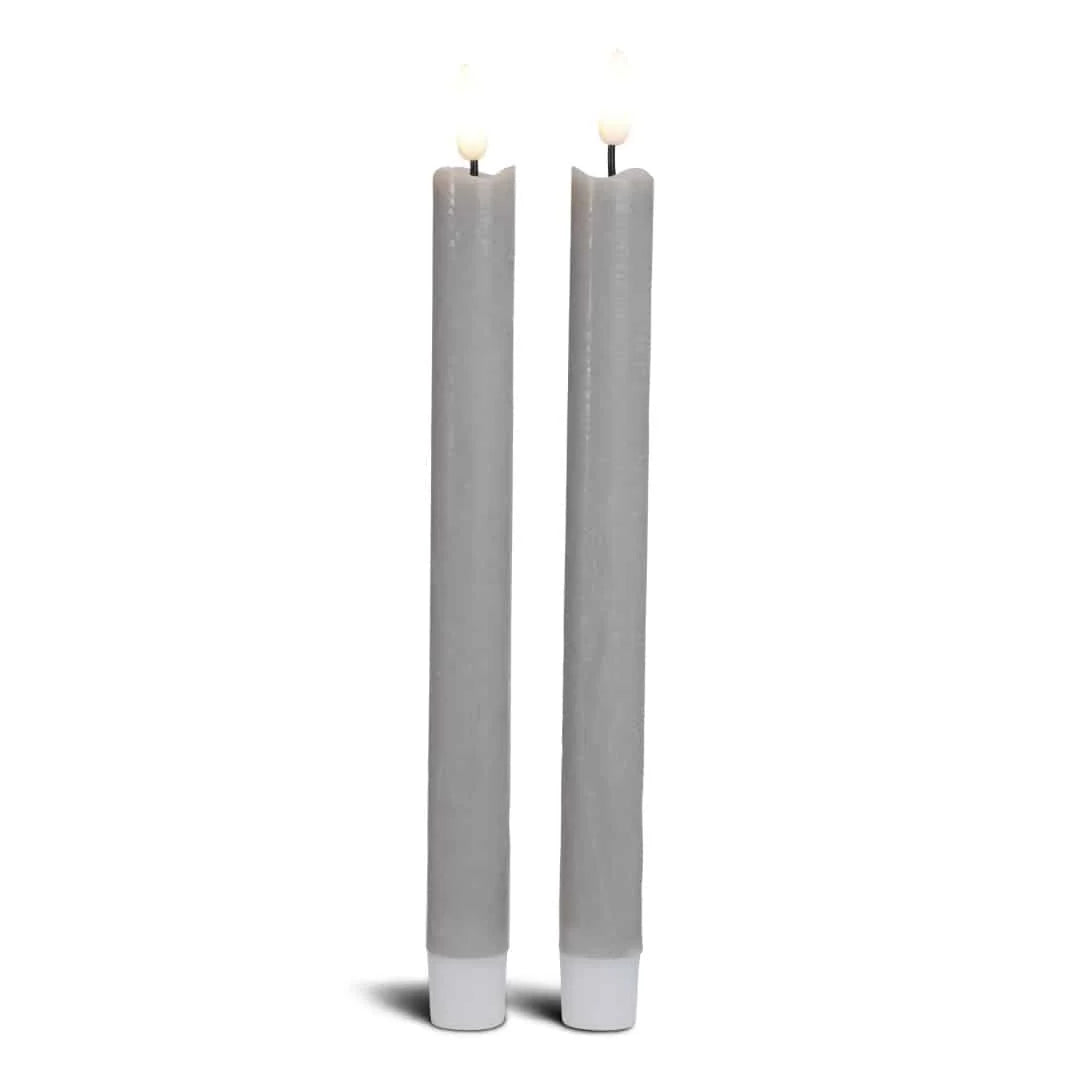 LED kronelys stearin 2 stk. 22,2 cm m/3D flamme (flere farver) Grå
