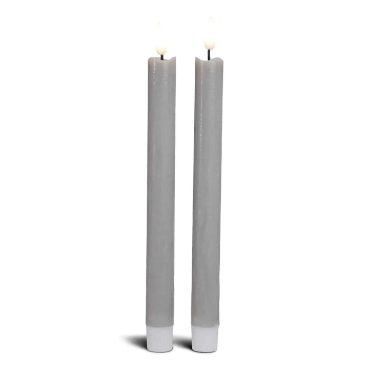 LED kronelys stearin 2 stk. 22,2 cm m/3D flamme (flere farver) Grå