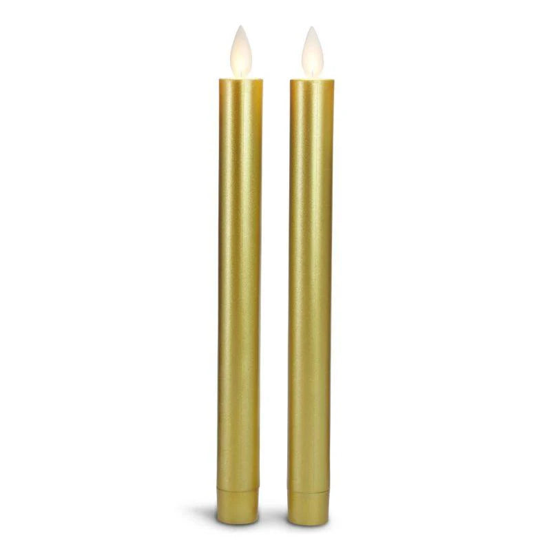 LED kronelys plastik 2 stk. 22,2 cm m/3D flamme (flere farver) Guld