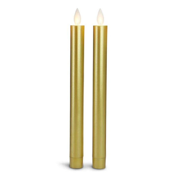 LED kronelys plastik 2 stk. 22,2 cm m/3D flamme (flere farver) Guld