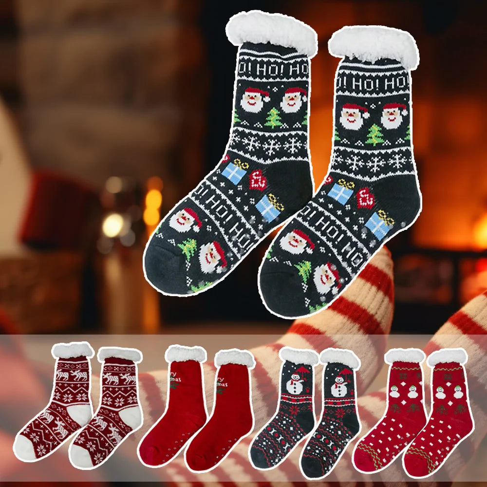 Hyggesokker med julemotiv flere forskellige print unisex Sort m/snemand 39-42