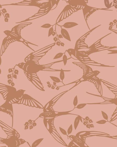 Produktbillede af Engholm Textiles Akryldug med antiskrid Bird Dusty Nut Notes by Susanne Schjerning i premium kvalitet