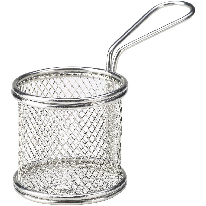 Produktbillede af Rund Mini Friturekurv Til Servering Af Pomfritter 9.3 x 9cm Rustfrit Stål på tilbud i premium kvalitet