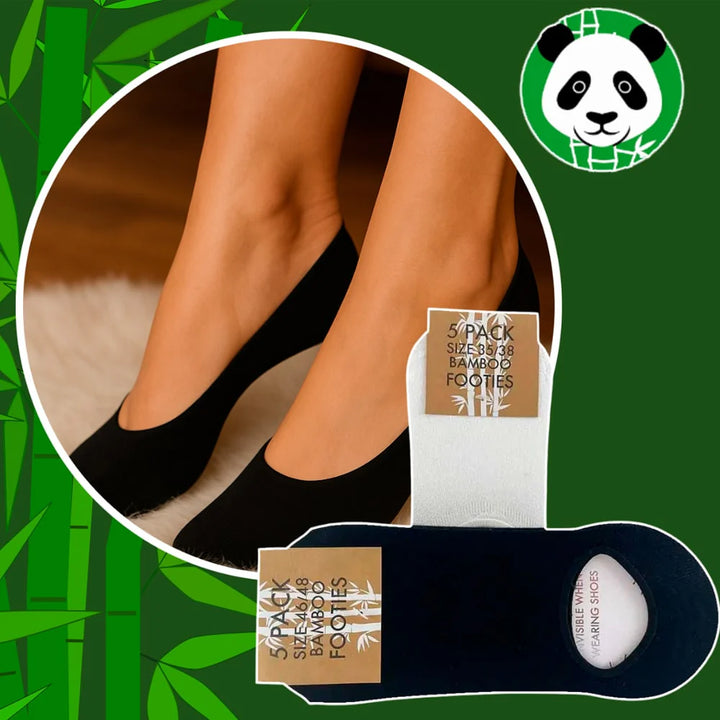 Bambus Footies 5 par (sort eller hvid) Hvid 39-42