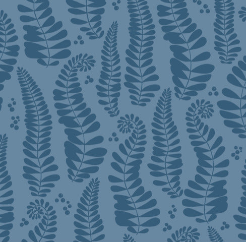 Produktbillede af Engholm Textiles Akryldug med antiskrid Fern Blue Notes by Susanne Schjerning i premium kvalitet