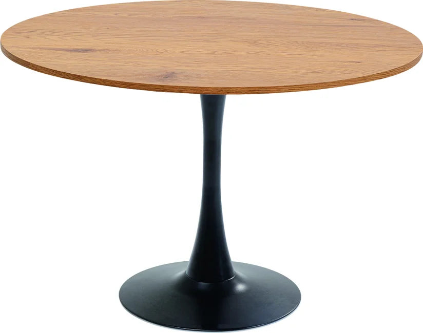 KARE DESIGN Schickeria spisebord rund laminat m. egetræslook og sort stål Ø110