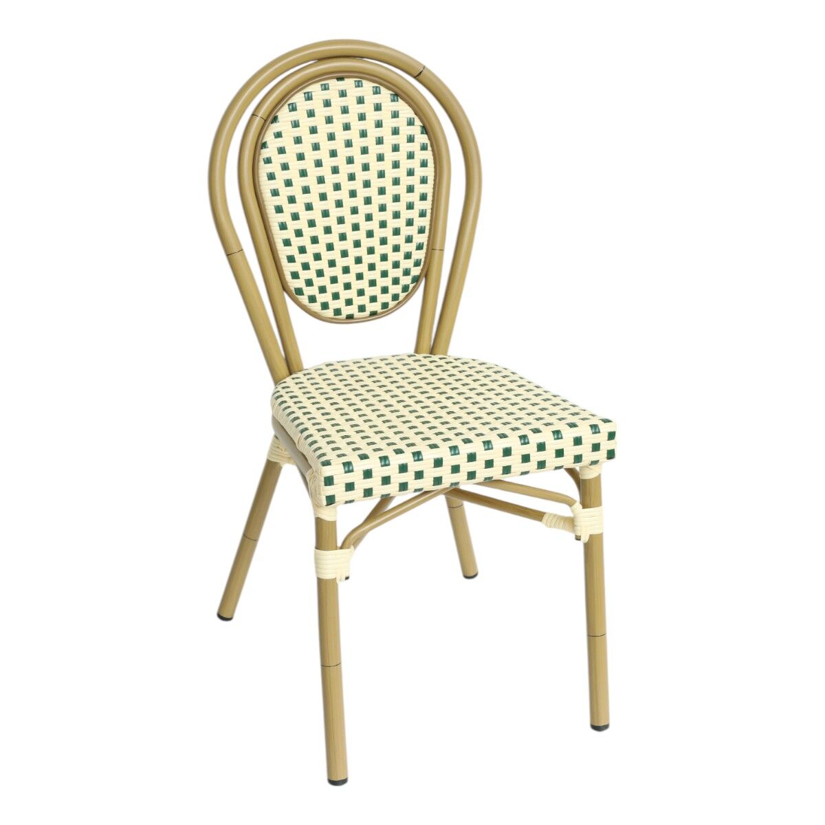 Produktbillede af Paris Caféstol Flet Grøn-beige på tilbud