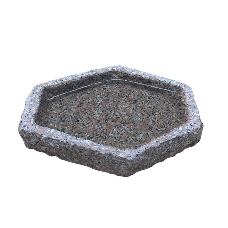 Produktbillede af Fuglebad Sekskantet rosa granit 30x25 cm på tilbud i høj kvalitet