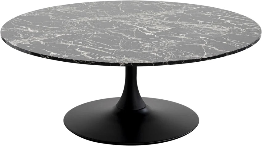 KARE DESIGN Schickeria sofabord rund sort marmorlook laminat og sort stål Ø110