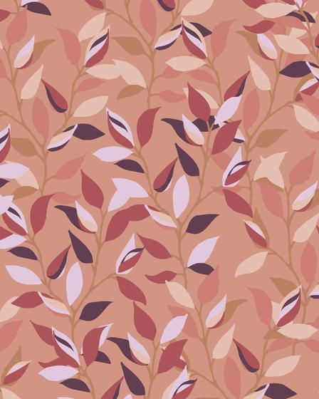 Produktbillede af Engholm Textiles Akryldug med antiskrid Leaves Terracotta Notes by Susanne Schjerning i premium kvalitet