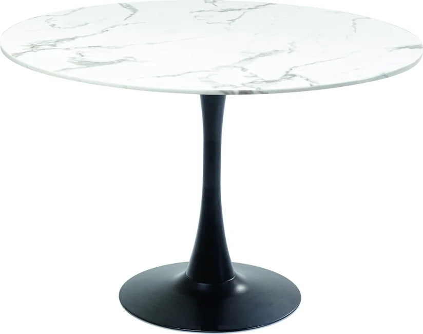 KARE DESIGN Schickeria spisebord rund hvid marmorlook laminat og sort stål Ø110