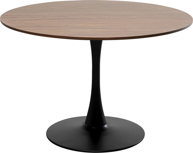 KARE DESIGN Schickeria spisebord rund valnøddefarvet laminat og sort stål Ø110