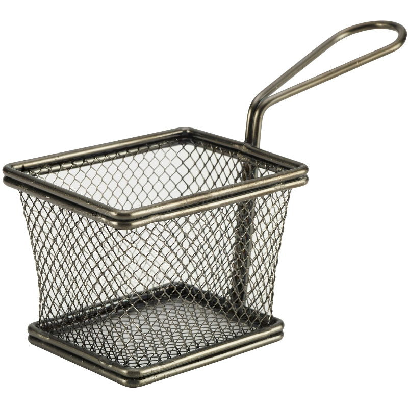 Produktbillede af Mini Friturekurv Til Servering Af Pomfritter Sort 10 x 8 x 7.5cm Rustfrit Stål på tilbud i premium kvalitet