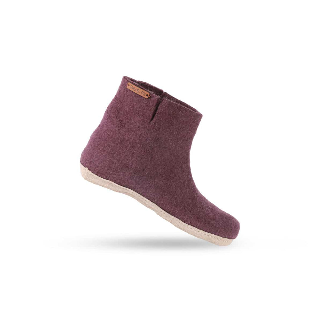 Uldstøvle (100% ren uld) m/sål i skind Dansk Design fra SHUS lilla / 40