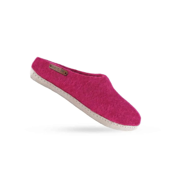 Uldtøffel (100% ren uld) m/sål i skind Dansk Design fra SHUS pink / 43