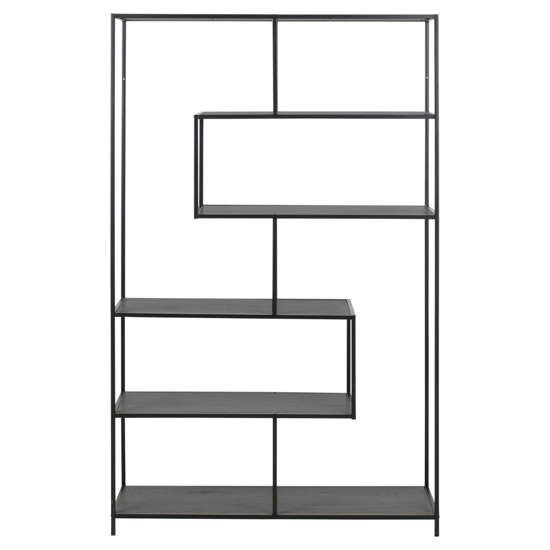 ACT NORDIC Seaford bogreol sort melaminask og metal H:185cm x114cm x 35cm