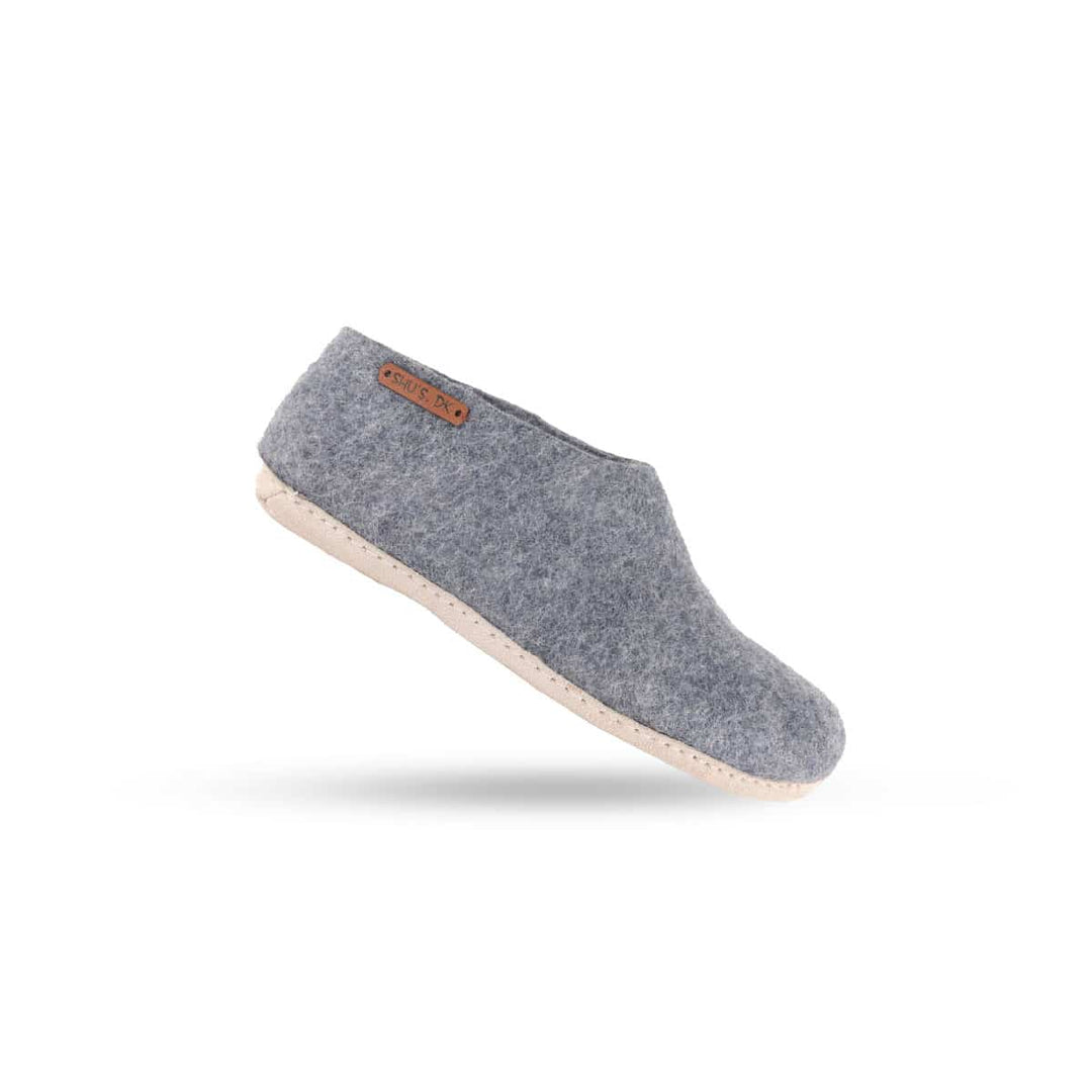 Uldhjemmesko (100% ren uld) m/sål i skind Dansk Design fra SHUS denim / 42