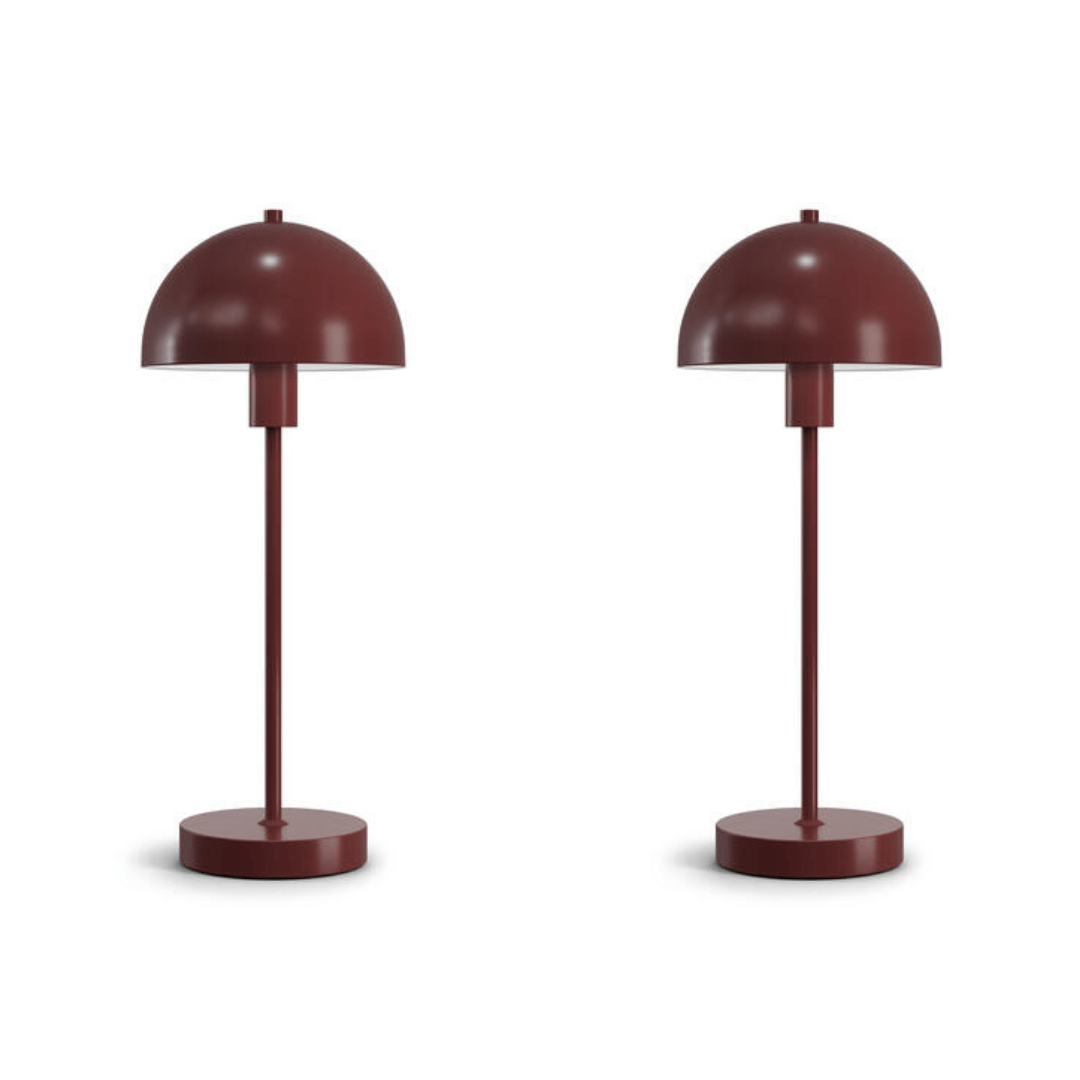 Produktbillede af Vienda 2 stk Vinrød Bordlampe Herstal i premium kvalitet