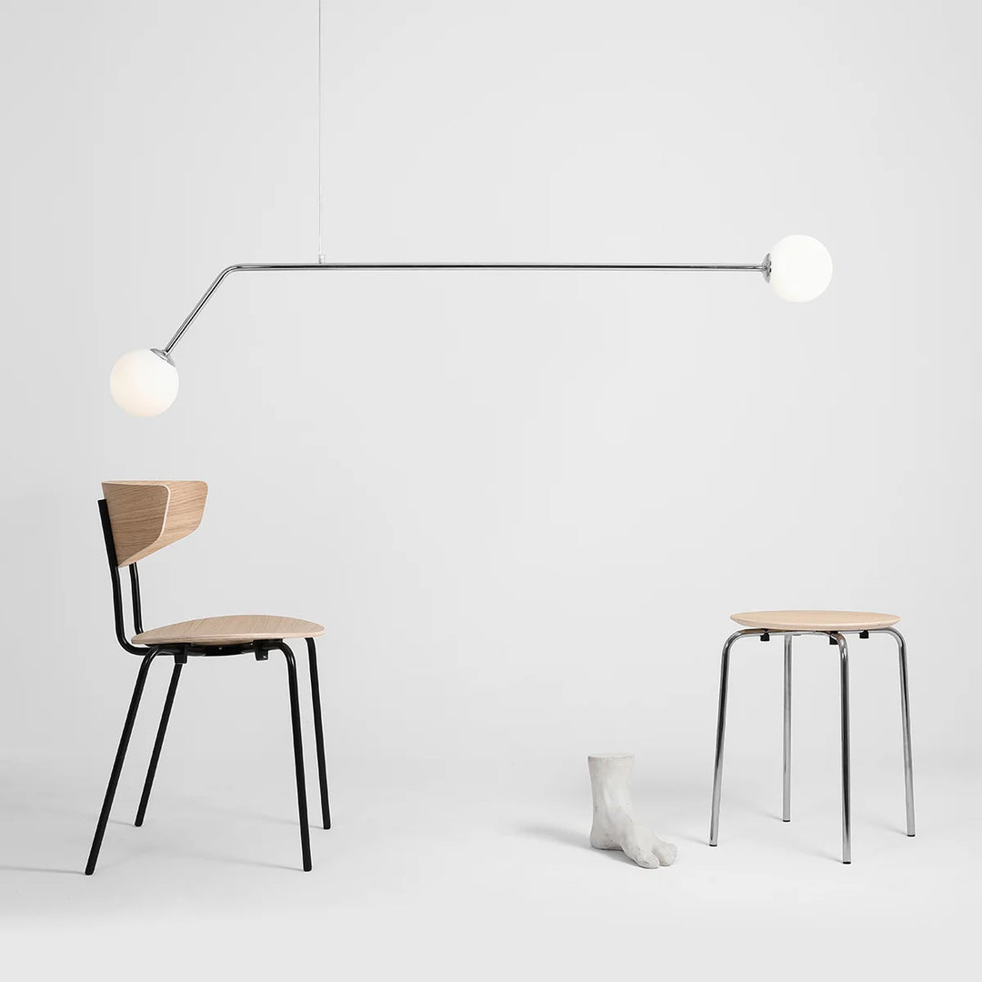 Produktbillede af Limelight Loftlampe i forkromet metal og hvidt glas bredde 150 cm på tilbud i høj kvalitet