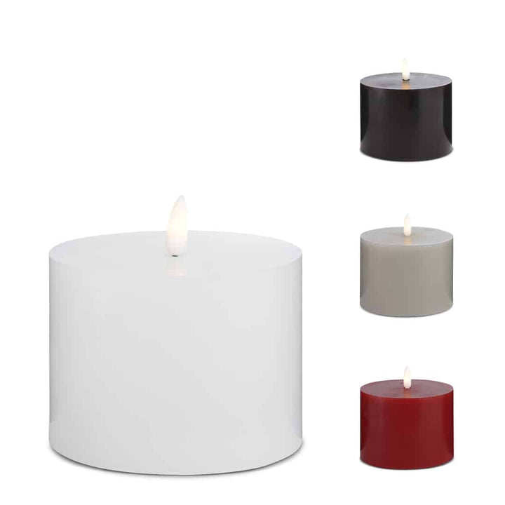 Produktbillede af LED Stearinlys 1 stk. ø10 x 10 cm m/3D flamme (flere farver) Rød på tilbud