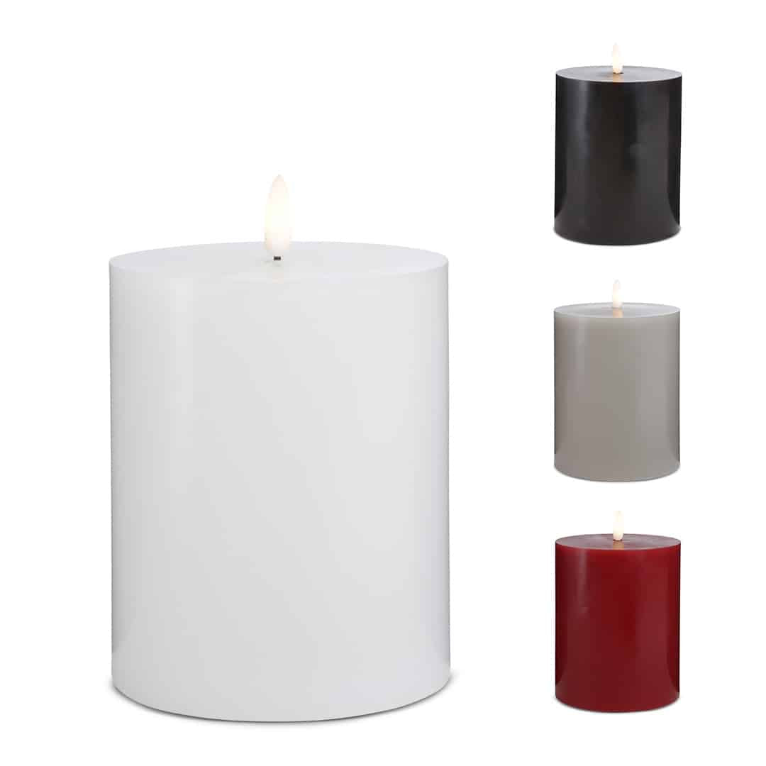 Produktbillede af LED Stearinlys 1 stk. ø10 x 15 cm m/3D flamme (flere farver) Hvid på tilbud