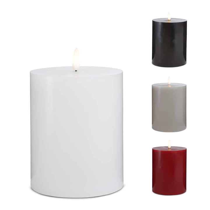 Produktbillede af LED Stearinlys 1 stk. ø10 x 15 cm m/3D flamme (flere farver) Rød på tilbud