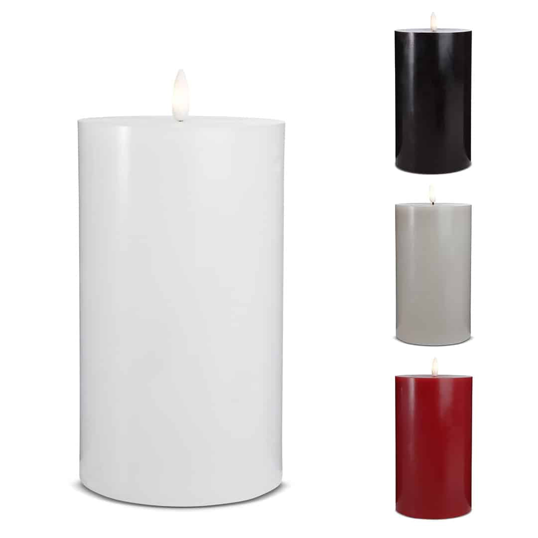 Produktbillede af LED Stearinlys 1 stk. ø10 x 20 cm m/3D flamme (flere farver) Sort på tilbud