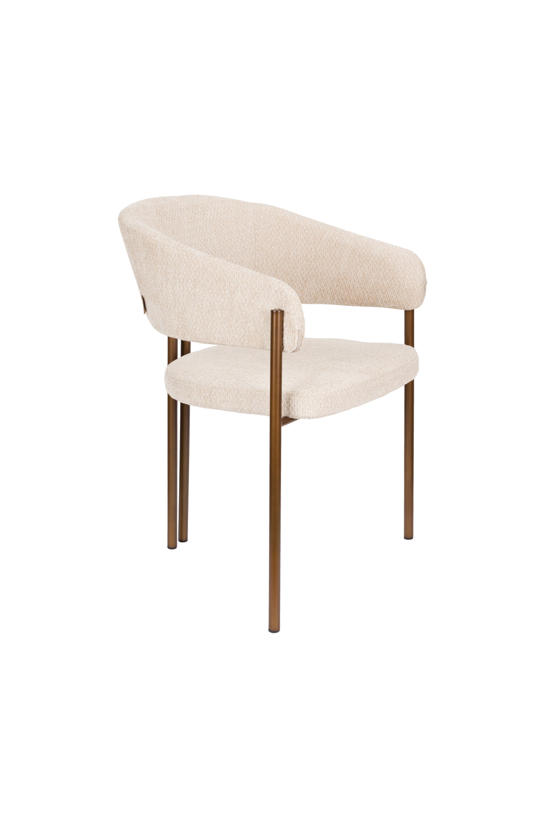 DUTCHBONE Naida spisebordsstol m. armlæn beige bouclé stof og bronze metal