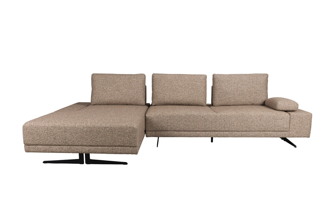 DUTCHBONE Shelly sofa m. venstre chaiselong cinnamon polyester stof og stål
