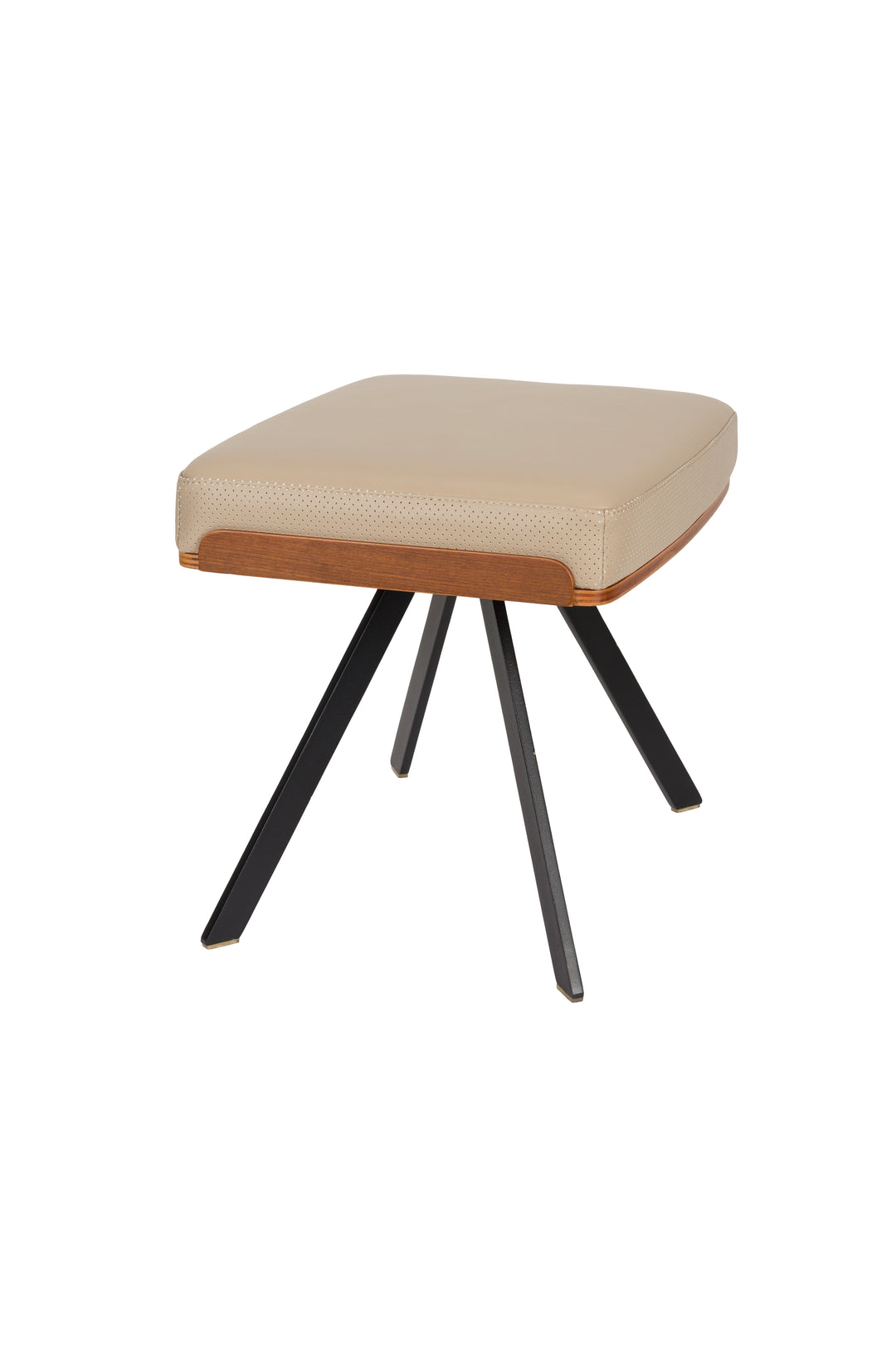 ZUIVER Frie taburet beige PU valnødfiner og metal