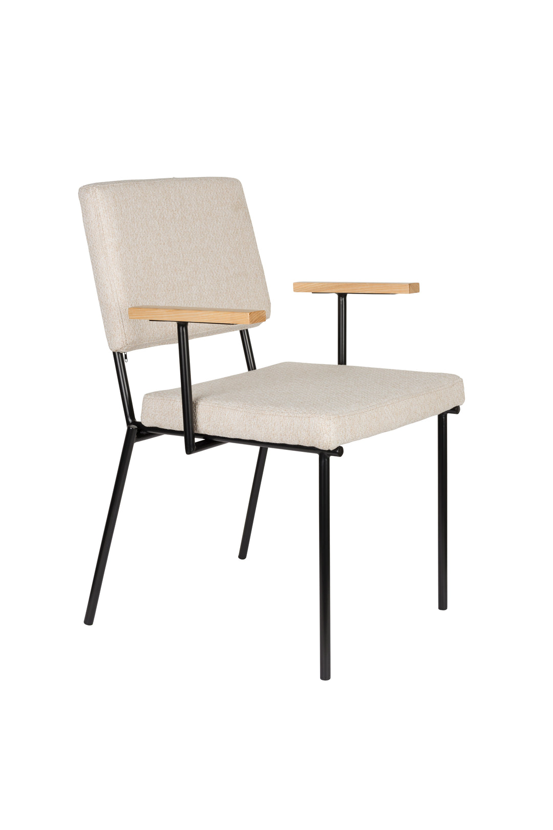 ZUIVER Fellow spisebordsstol m. armlæn offwhite polyester og sort jern
