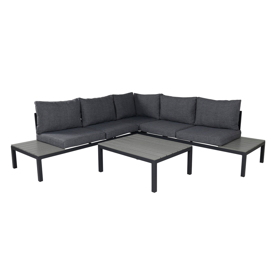 VENTURE DESIGN Odense sofasæt grå hynder grå aintwood og sort aluminium