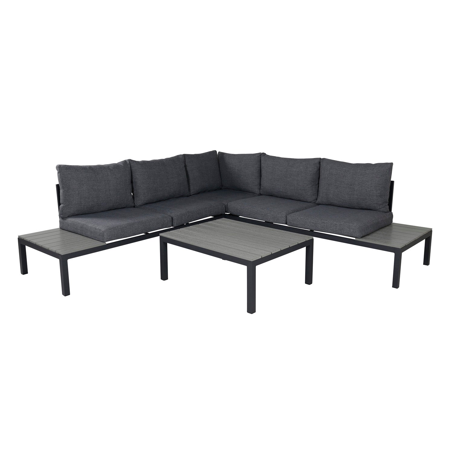 Produktbillede af VENTURE DESIGN Odense sofasæt grå hynder grå aintwood og sort aluminium i premium kvalitet