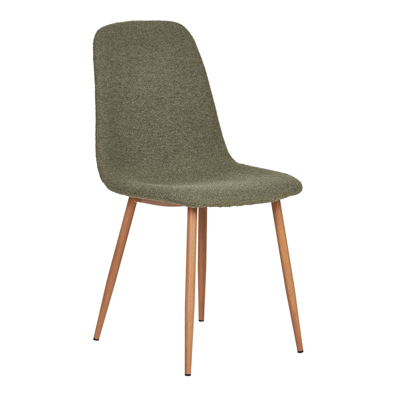 Produktbillede af HOUSE NORDIC Stockholm spisebordsstol mørkegrøn bouclé stof og stål med trælook i premium kvalitet