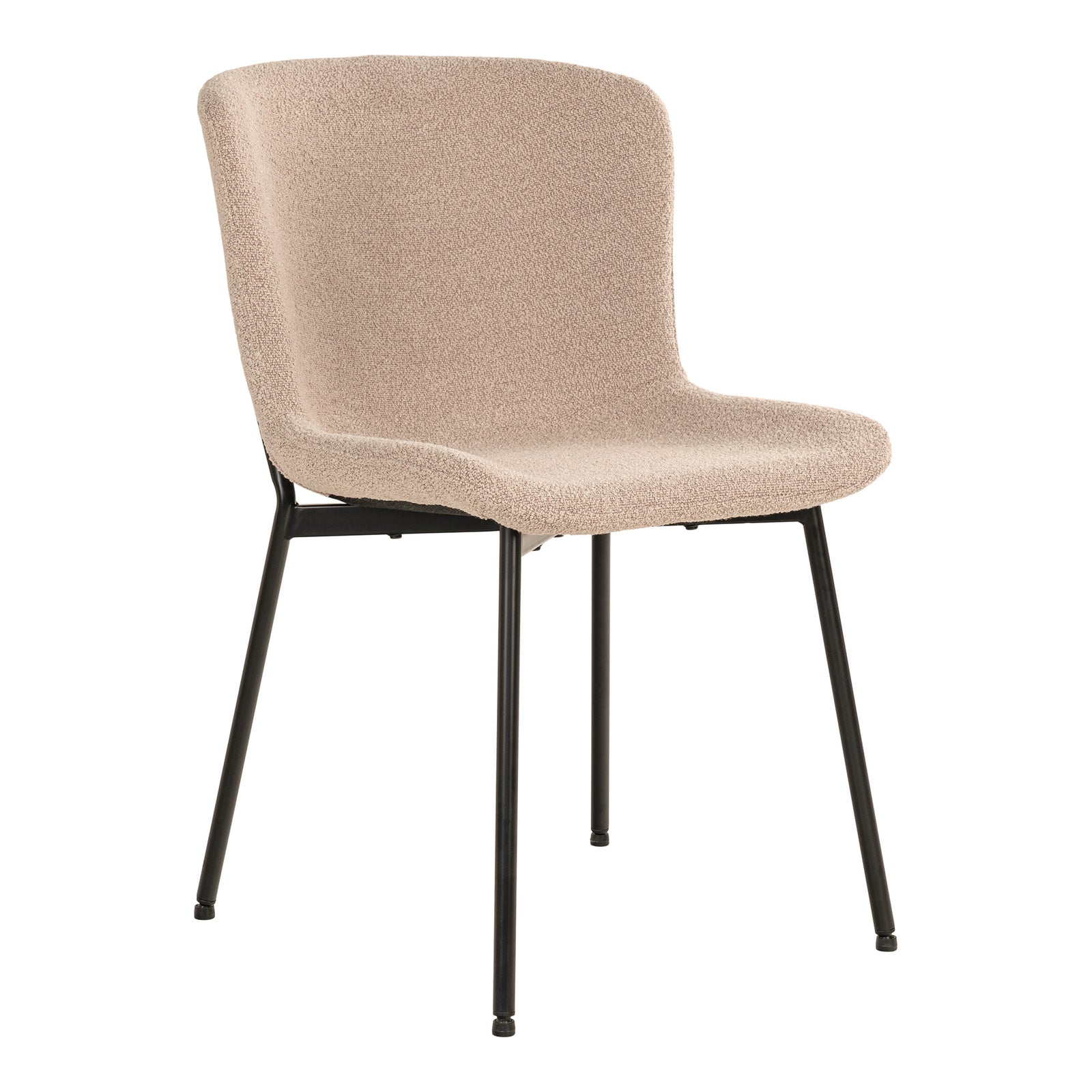 Produktbillede af HOUSE NORDIC Maceda spisebordsstol beige bouclé stof og sort stål i premium kvalitet